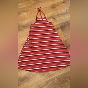 Red and White Striped Halter Dress
